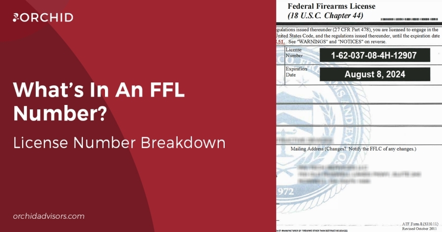 White text atop red background next to image of an FFL license