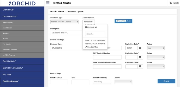 Orchid eStorage integrates with ATF FFL eZ Check and Orchid eBound for easy document linking